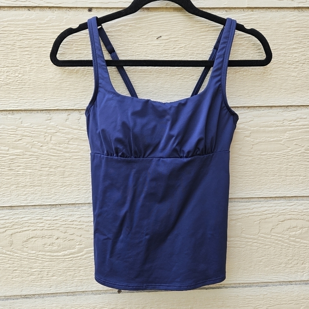 Lands End navy blue underwire tankini TOP ONLY size 4P